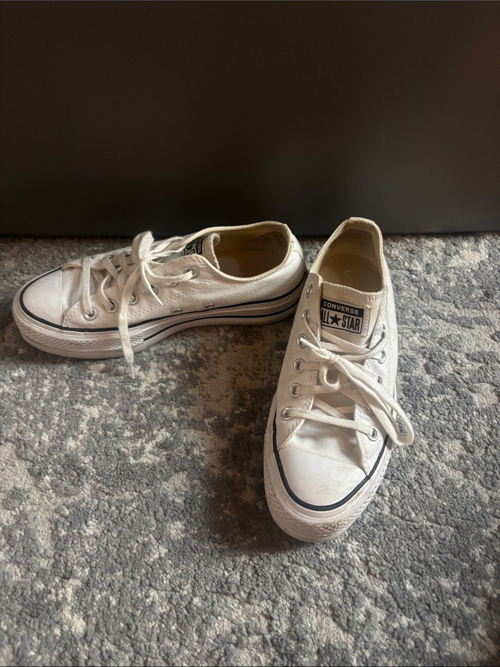 Converse Low Top Sneakers in White with Navy Trim